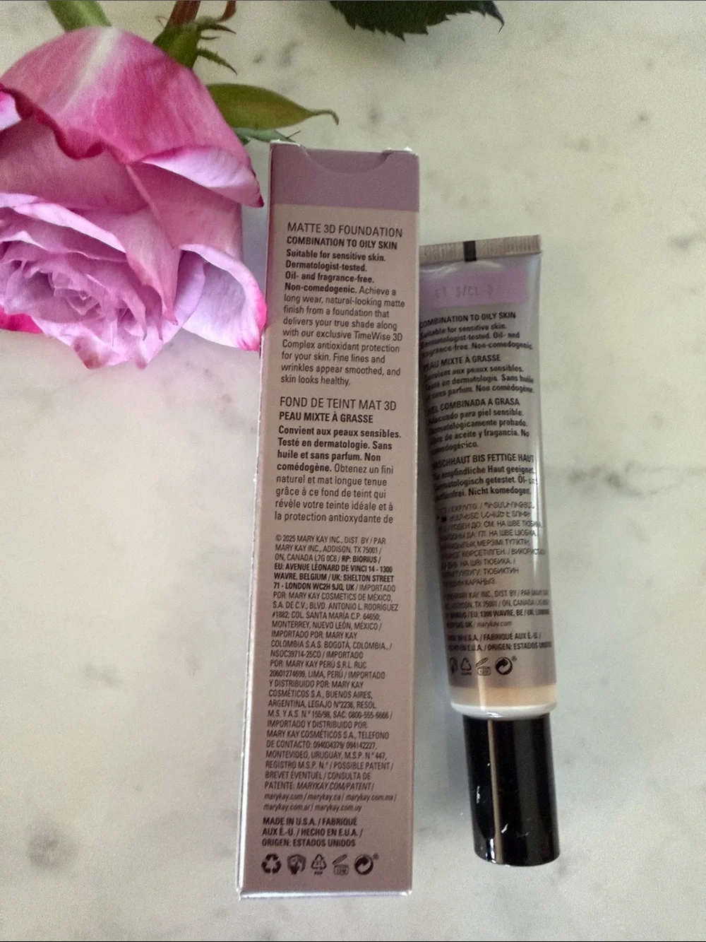 Mary Kay TimeWise Matte Foundation - Beige Tube with Pink Rose Accent